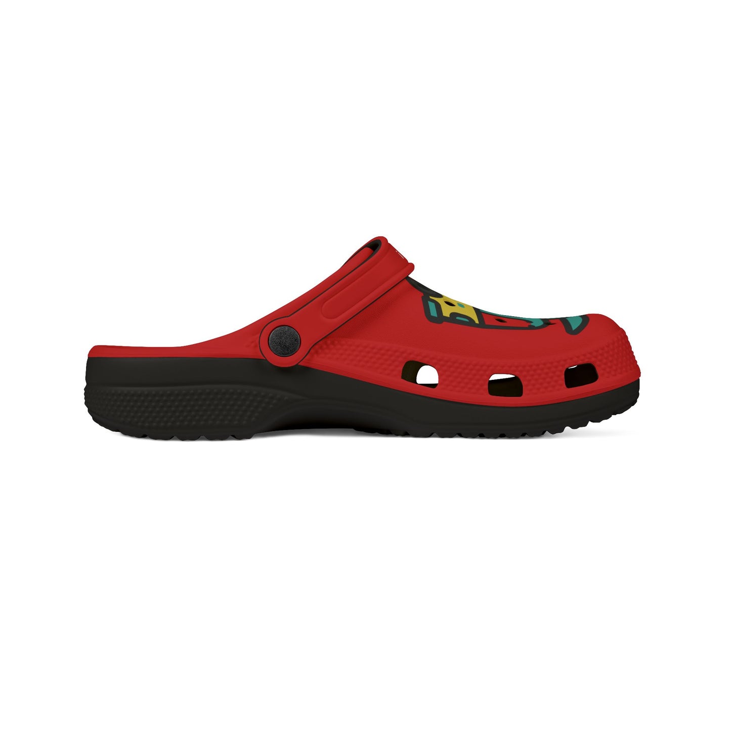 Red Summer Vibing Van Rubber Clogs For Men