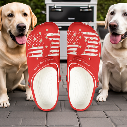 American Flag Dog Rubber Clogs For Women-Red