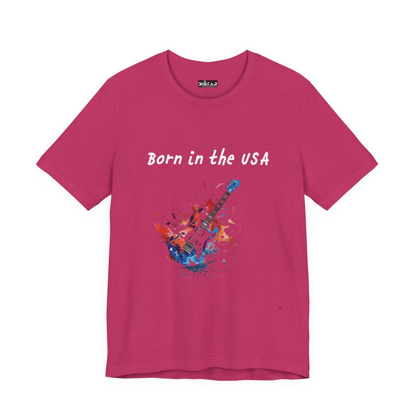 Born In The USA Guitar. Unisex Jersey Short Sleeve Tee