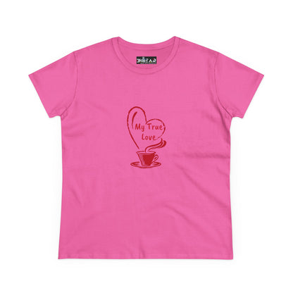 I Heart Coffee. Red. Women's Midweight Cotton Tee
