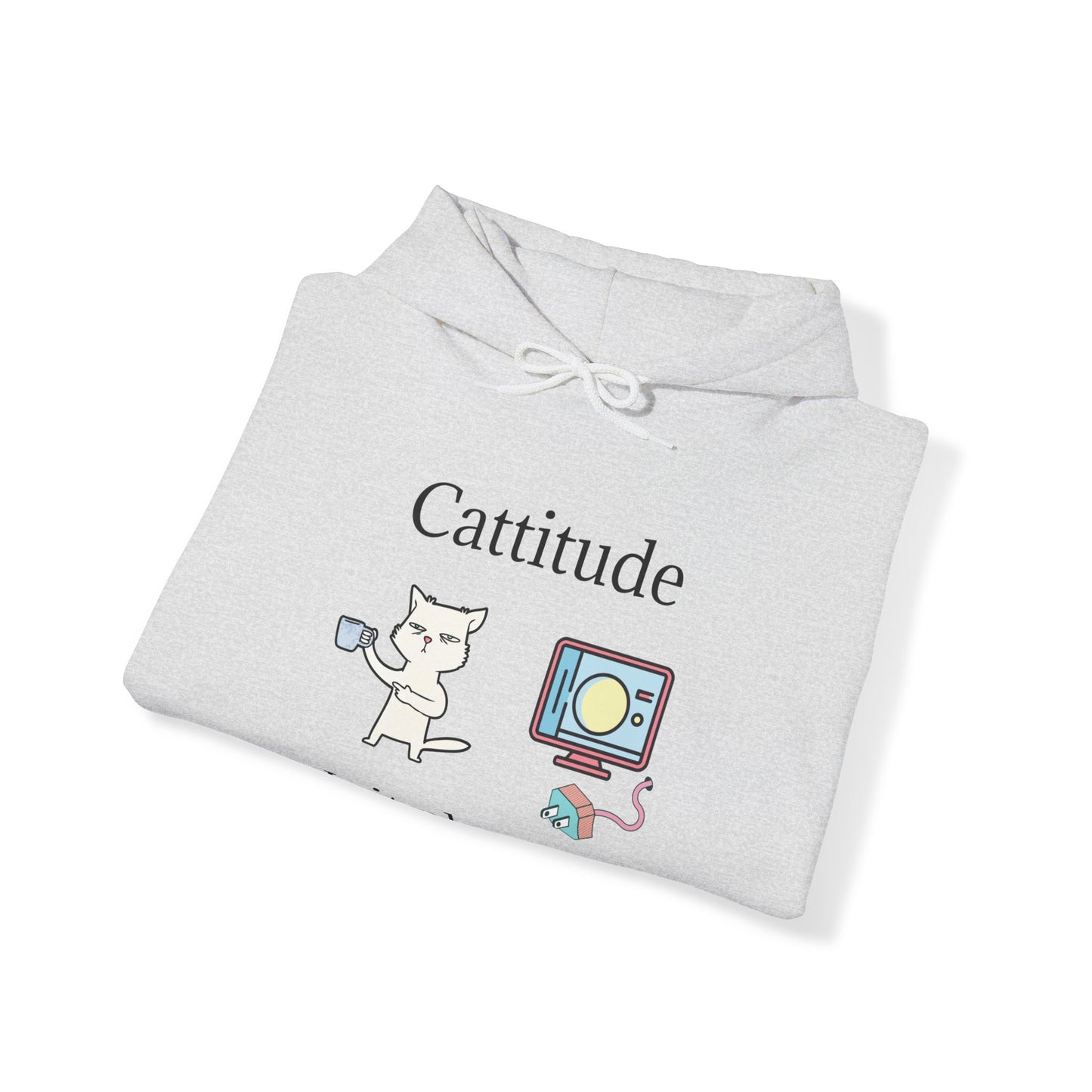 Cattitude, Is it plugged In, Unisex Hooded Sweatshirt.