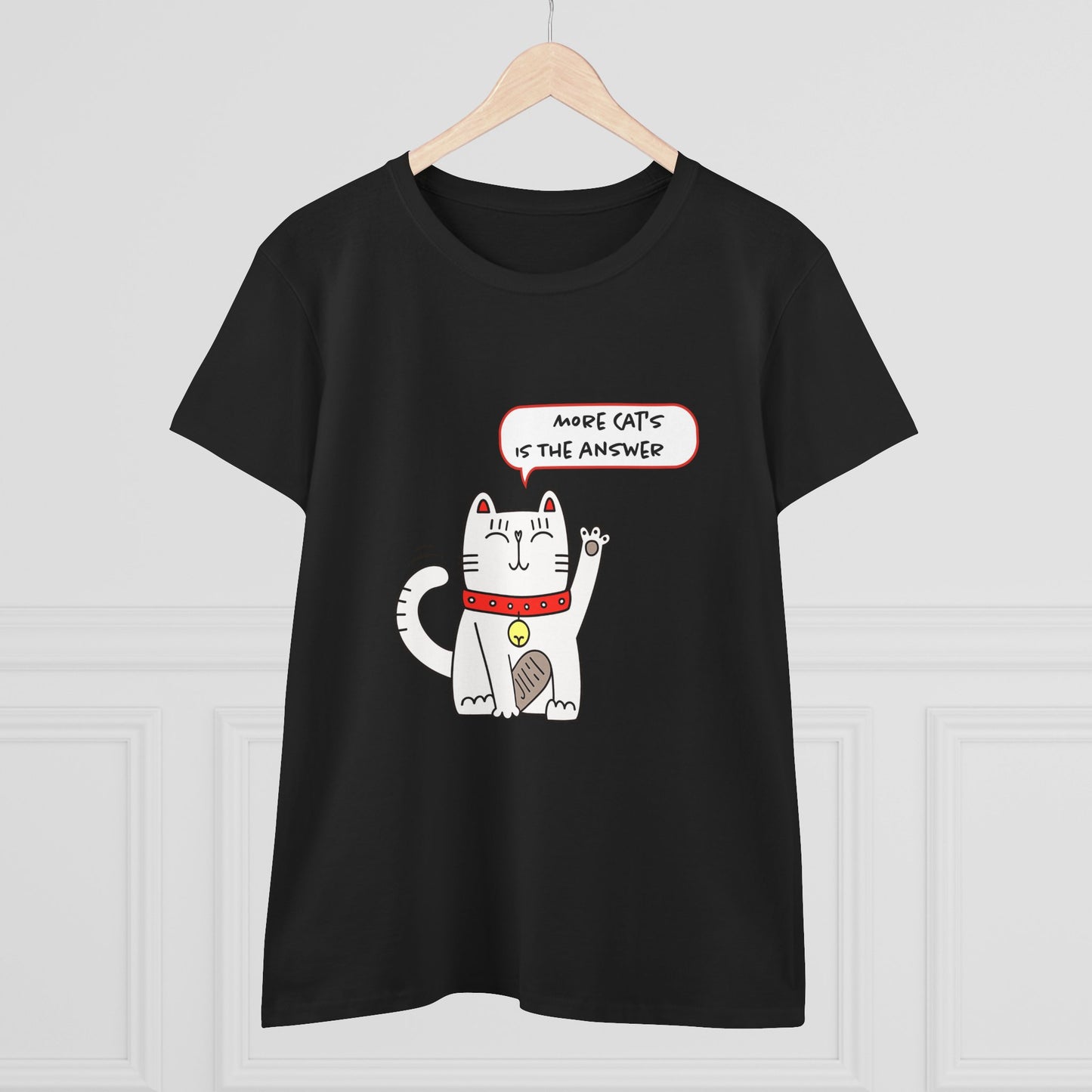 Oliver Says More Cats Is The Answer. Women's Midweight Cotton Tee