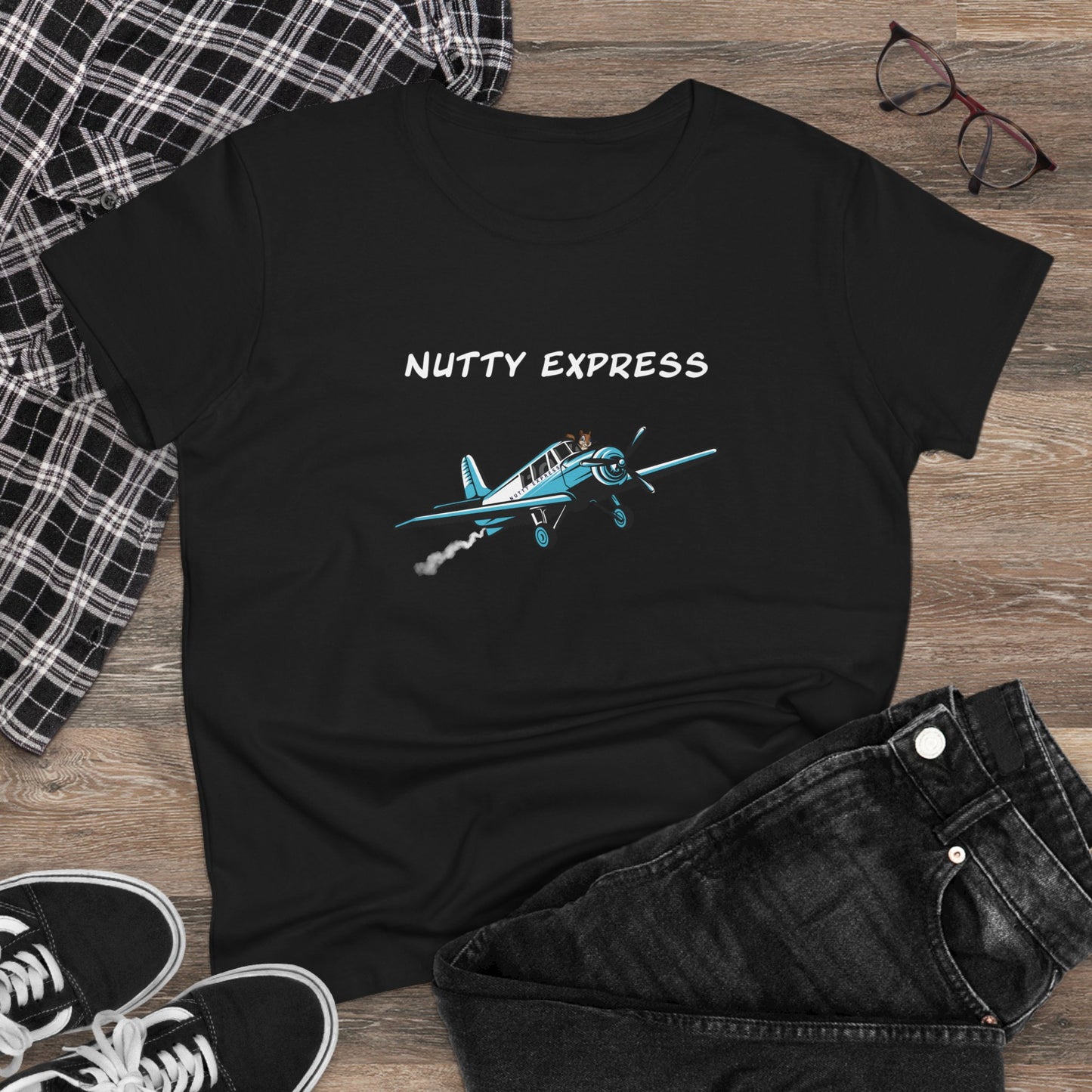 Nutty's Express Delivery. Always On-Time.. Women's Midweight Cotton Tee