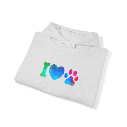 I Heart Paws. Unisex Hooded Sweatshirt.