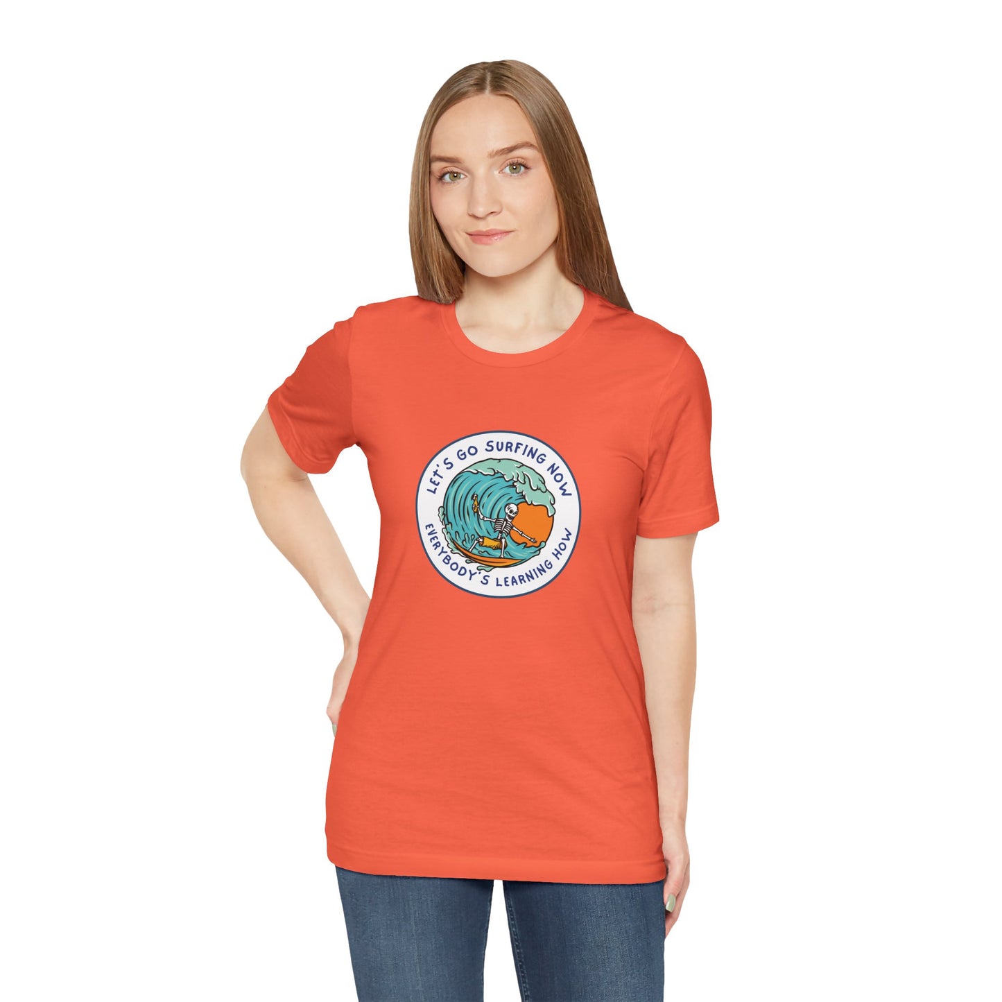 Let's Go Surfing Now. Everybody's Learning How. Unisex Jersey Short Sleeve Tee