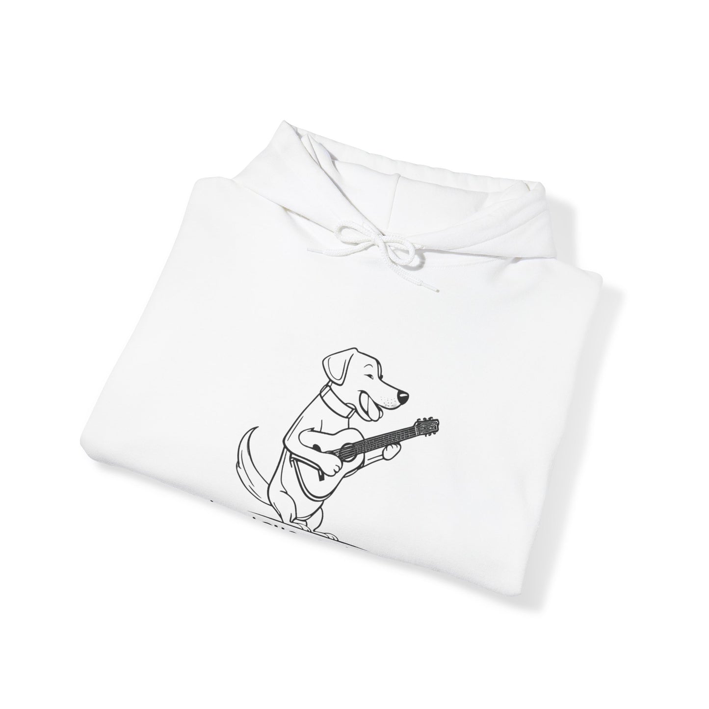 Dog With Guitar. Live, Love and Laugh. Unisex Hooded Sweatshirt.