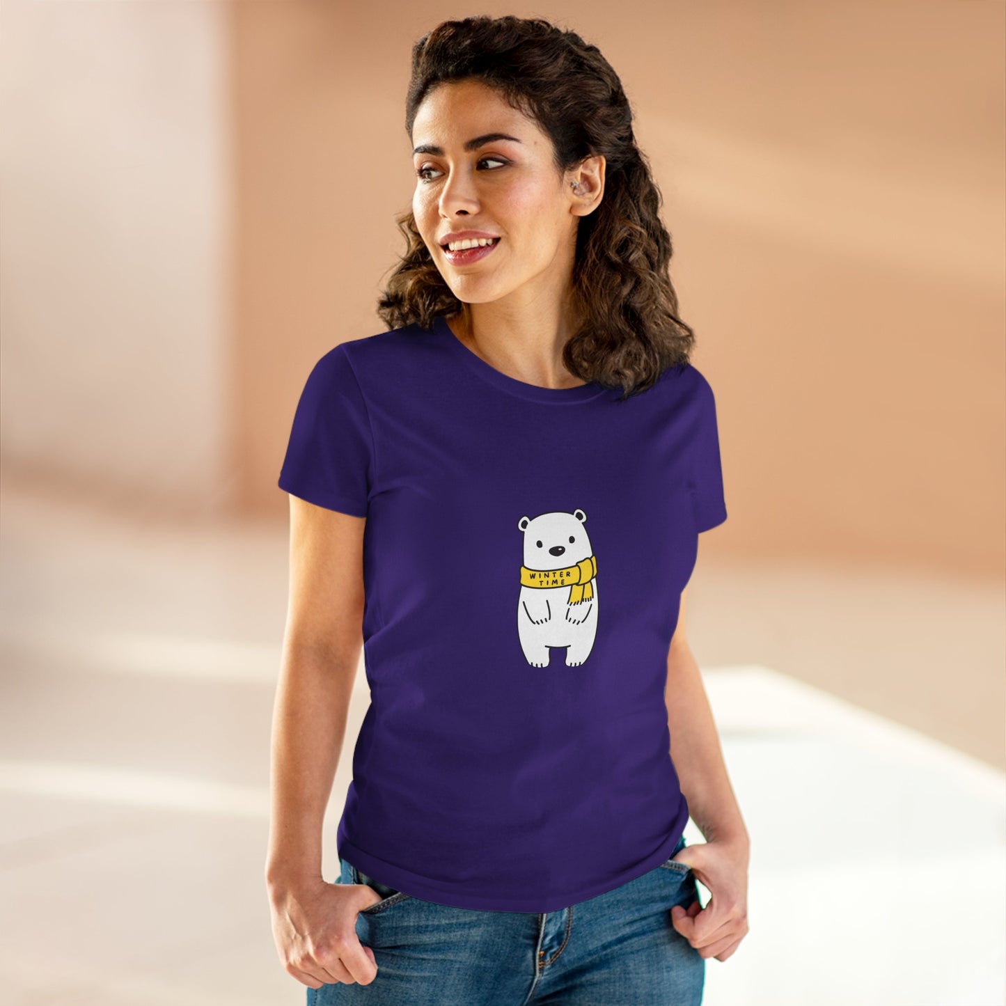 Winter Time BK Bear. .  Women's Midweight Cotton Tee