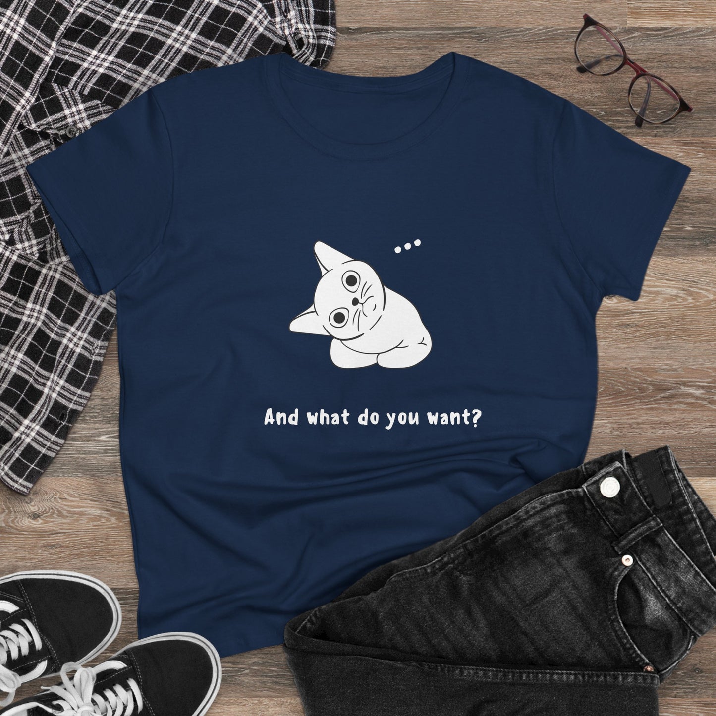 Vexing Cat Wondering What You Want. Women's Midweight Cotton Tee