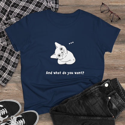 Vexing Cat Wondering What You Want. Women's Midweight Cotton Tee