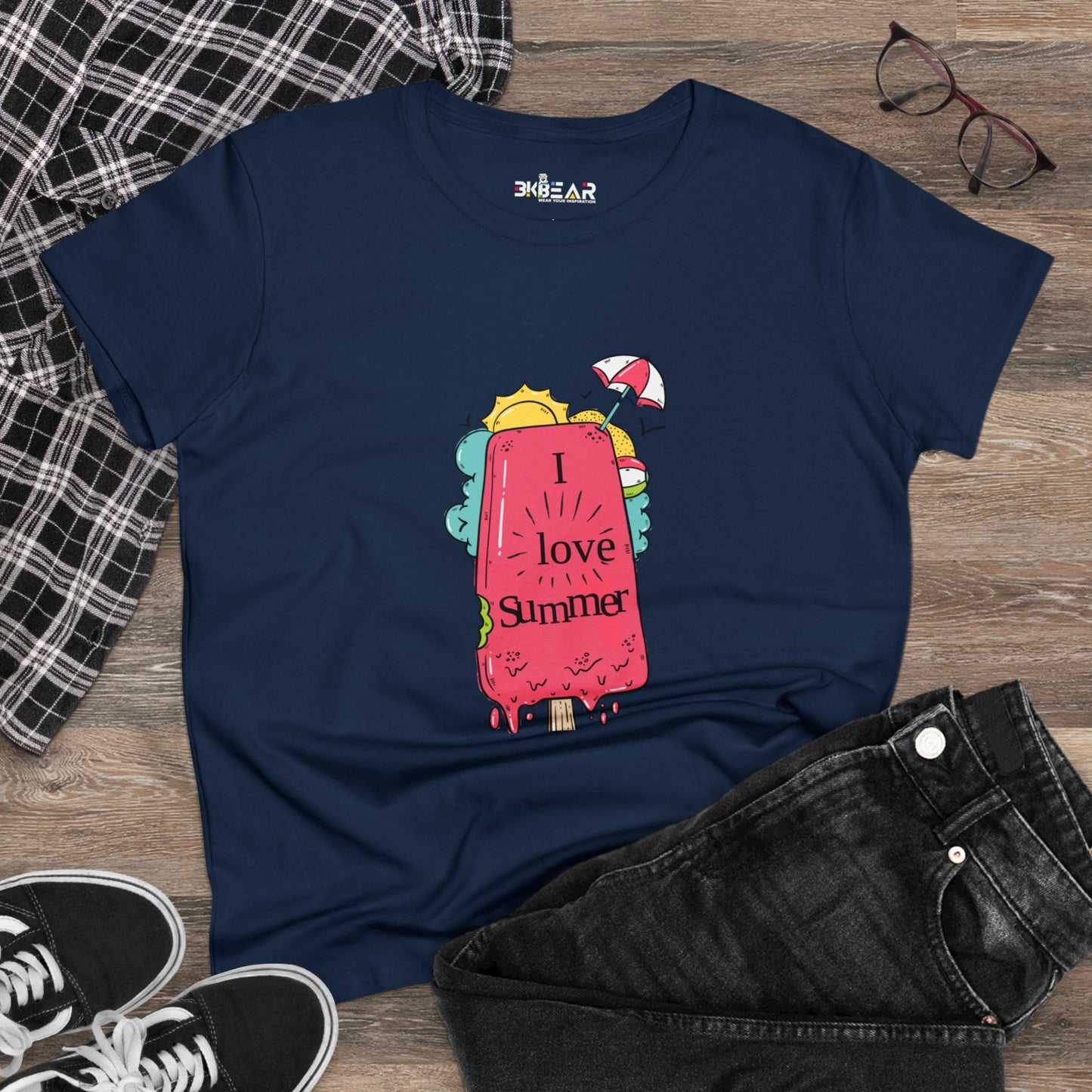 I Love Summer. Women's Midweight Cotton Tee