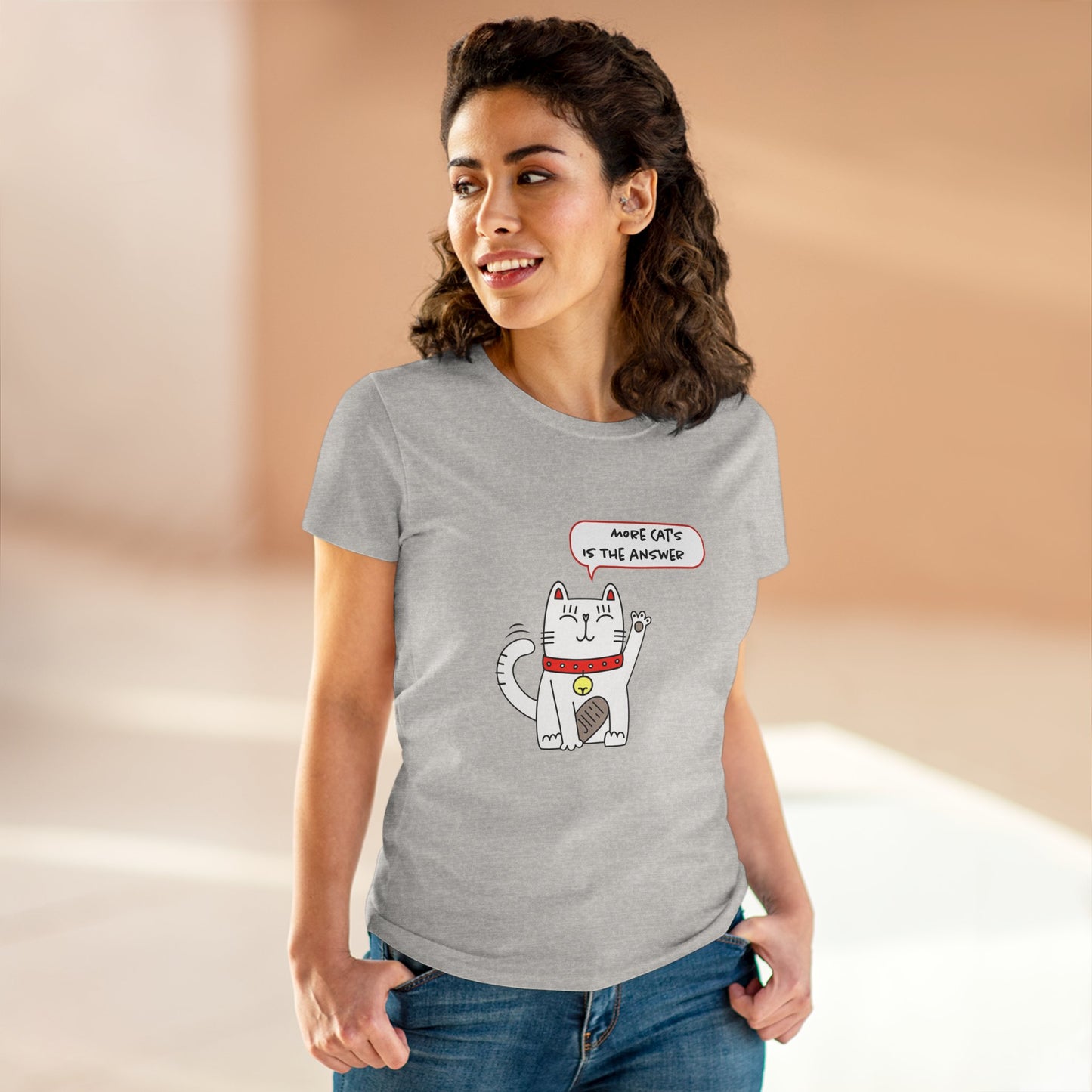 Oliver Says More Cats Is The Answer. Women's Midweight Cotton Tee