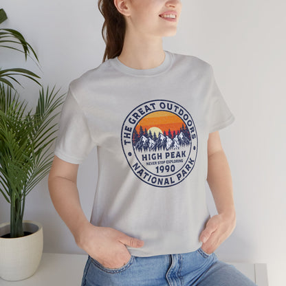 Never Stop Exploring. High Peak National Park. Unisex Jersey Short Sleeve Tee