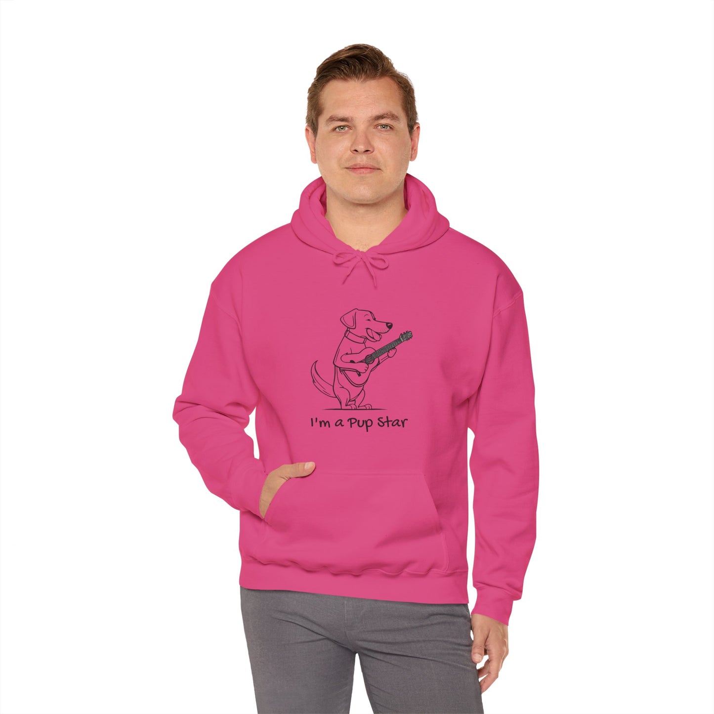 Dog With a Guitar. I'm a Pup Star. Unisex Hooded Sweatshirt.