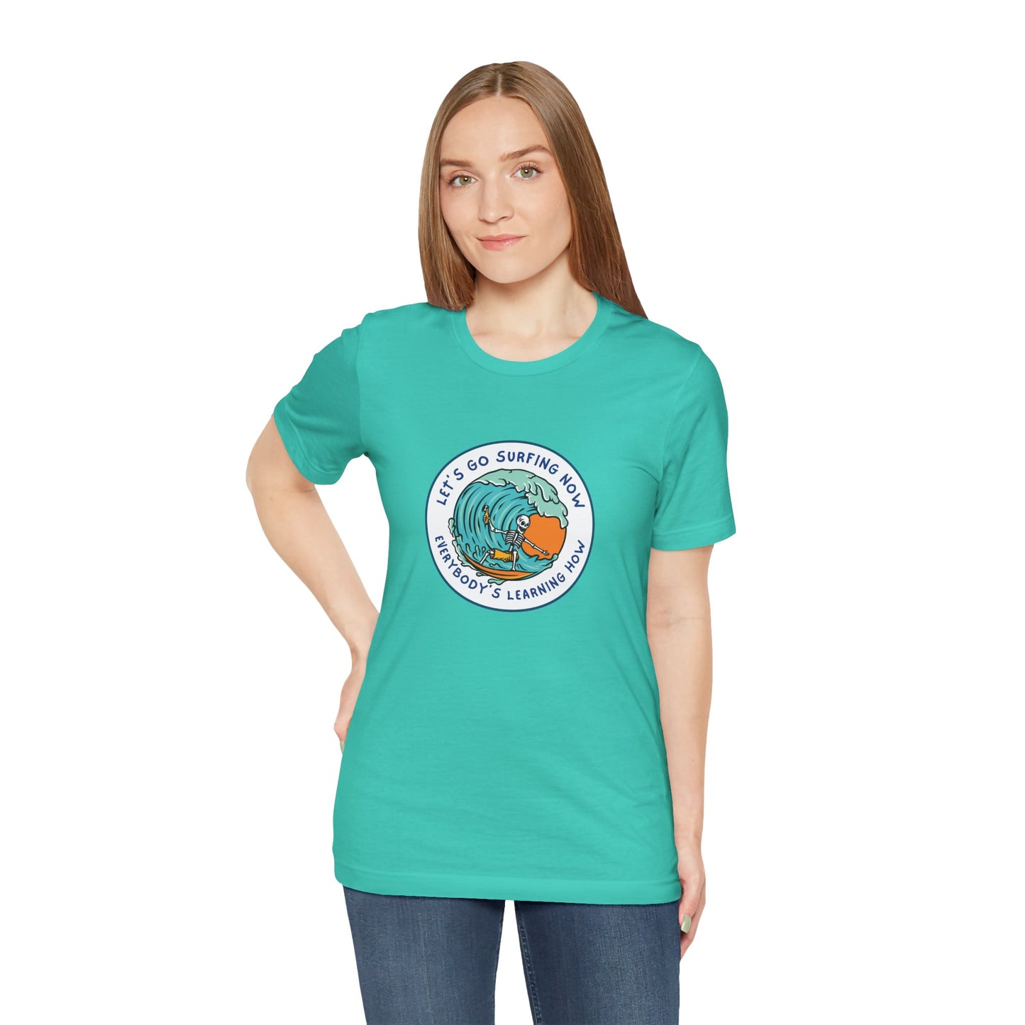 Let's Go Surfing Now. Everybody's Learning How. Unisex Jersey Short Sleeve Tee