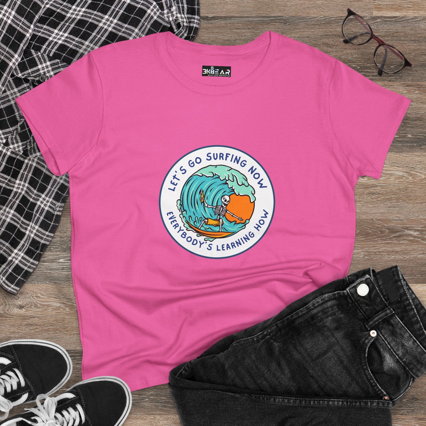 Let's Go Surfing Now. Everybody's Learning How. Women's Midweight Cotton Tee