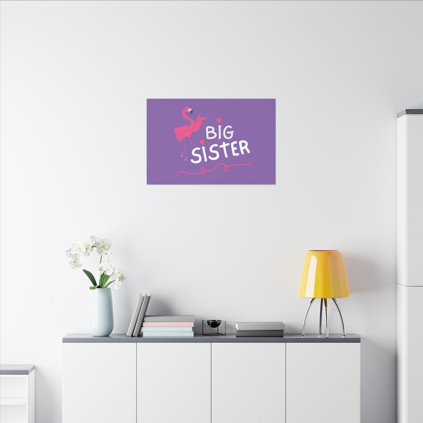 Adorable Big Sister Flamingo. Canvas Gallery Wraps