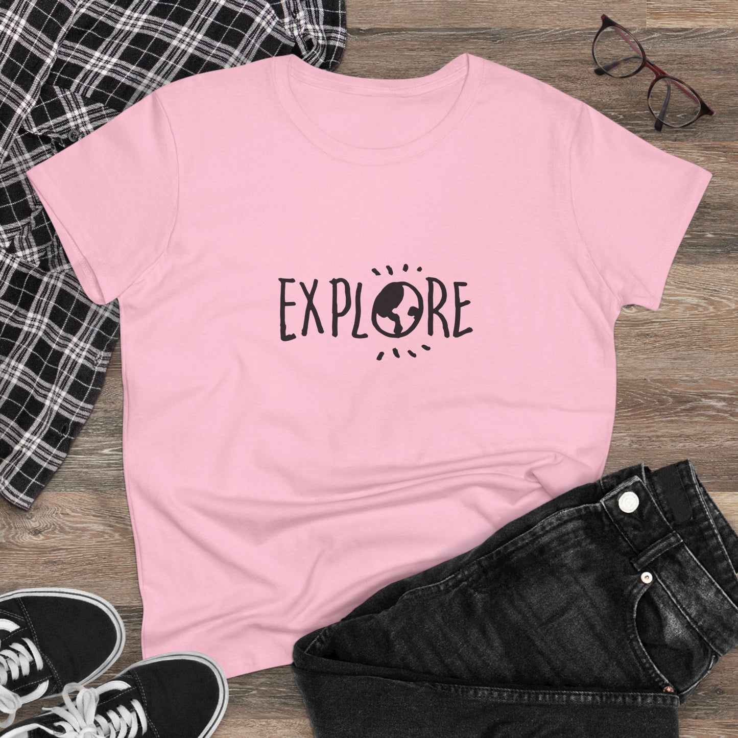 Explore. Women's Midweight Cotton Tee