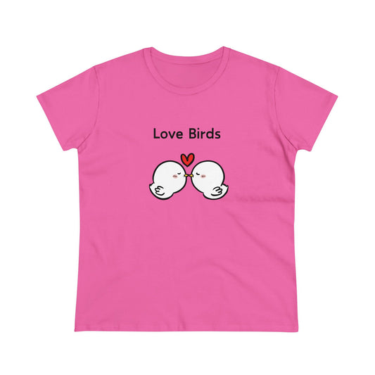 White Canary Love Birds.  Women's Midweight Cotton Tee