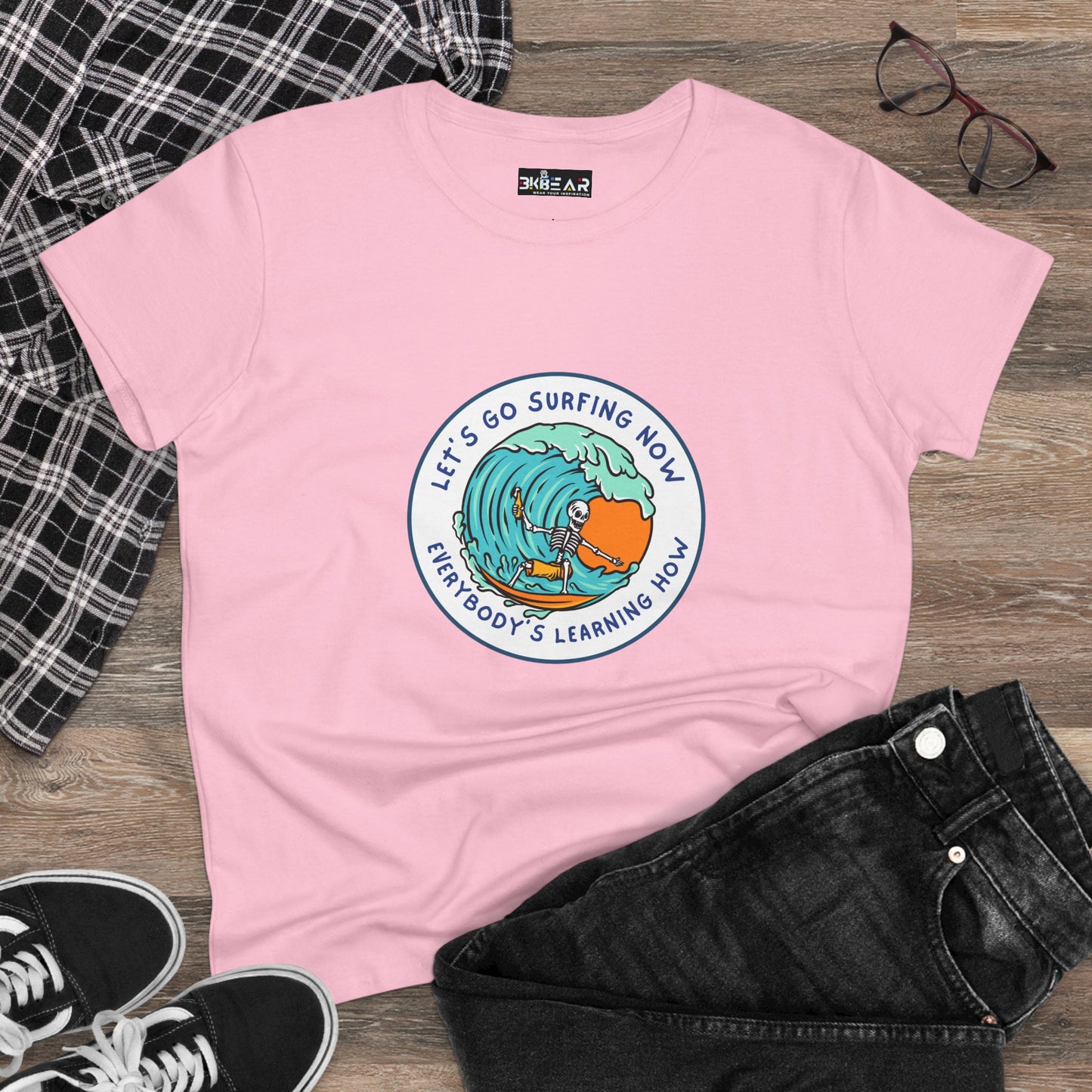 Let's Go Surfing Now. Everybody's Learning How. Women's Midweight Cotton Tee