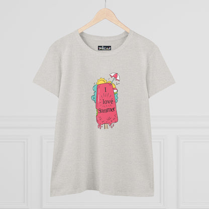 I Love Summer. Women's Midweight Cotton Tee