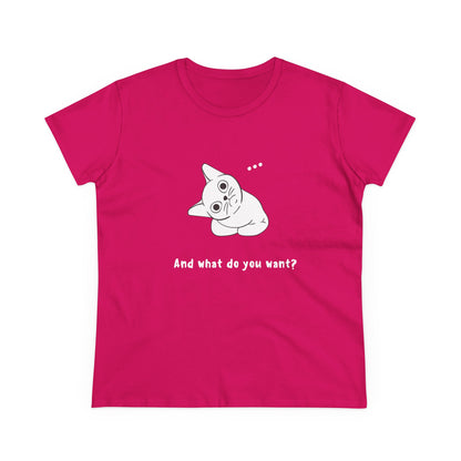 Vexing Cat Wondering What You Want. Women's Midweight Cotton Tee