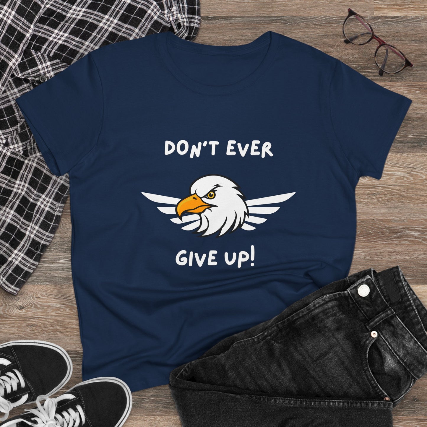 Don't Ever Give Up Eagle! Women's Midweight Cotton Tee