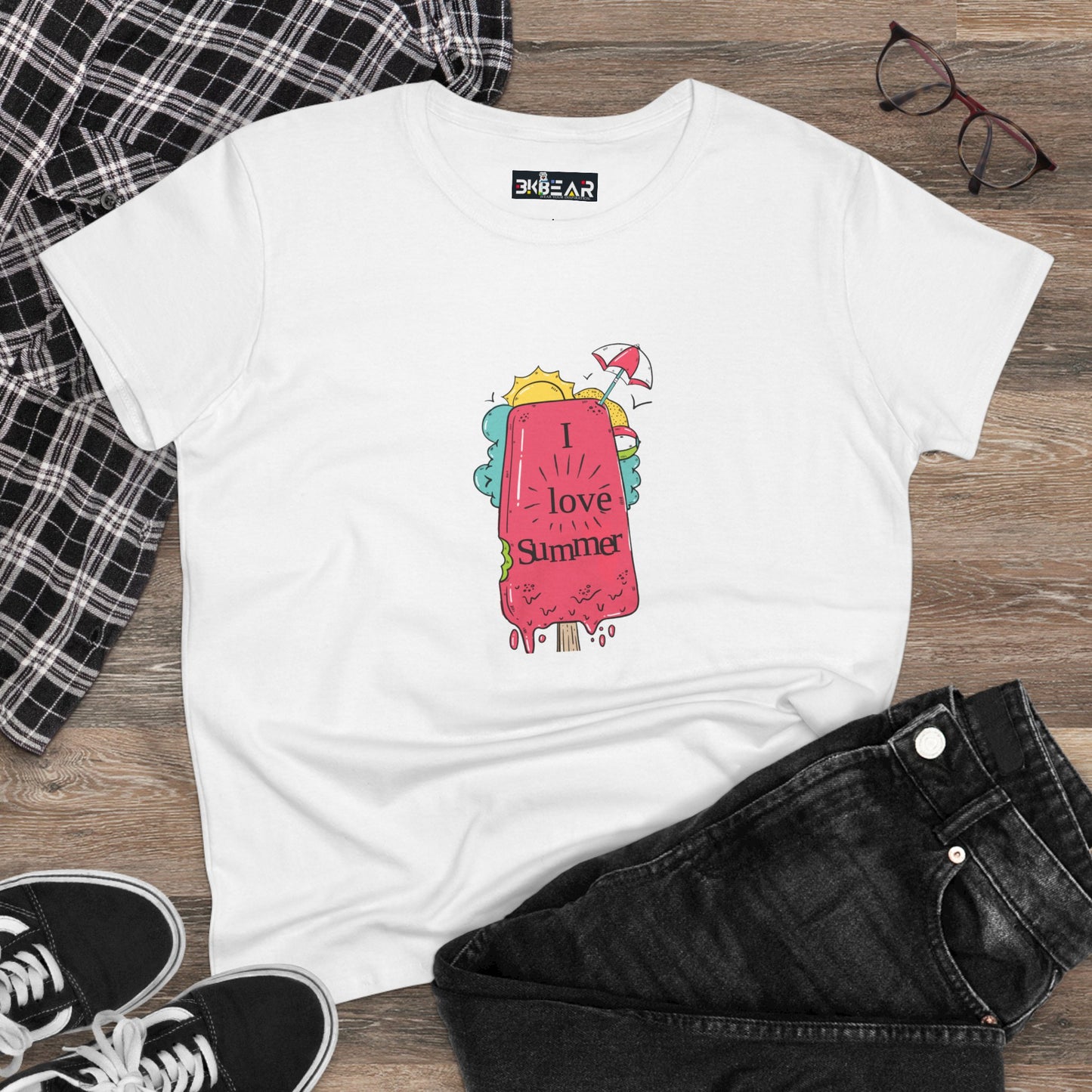 I Love Summer. Women's Midweight Cotton Tee