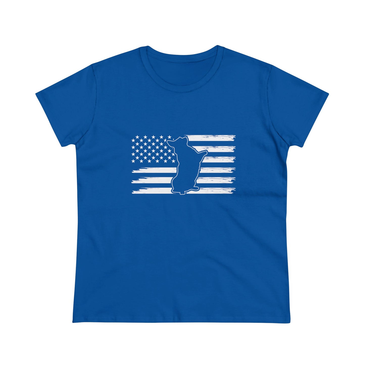 Charlie The American Flag Dog. Women's Midweight Cotton Tee