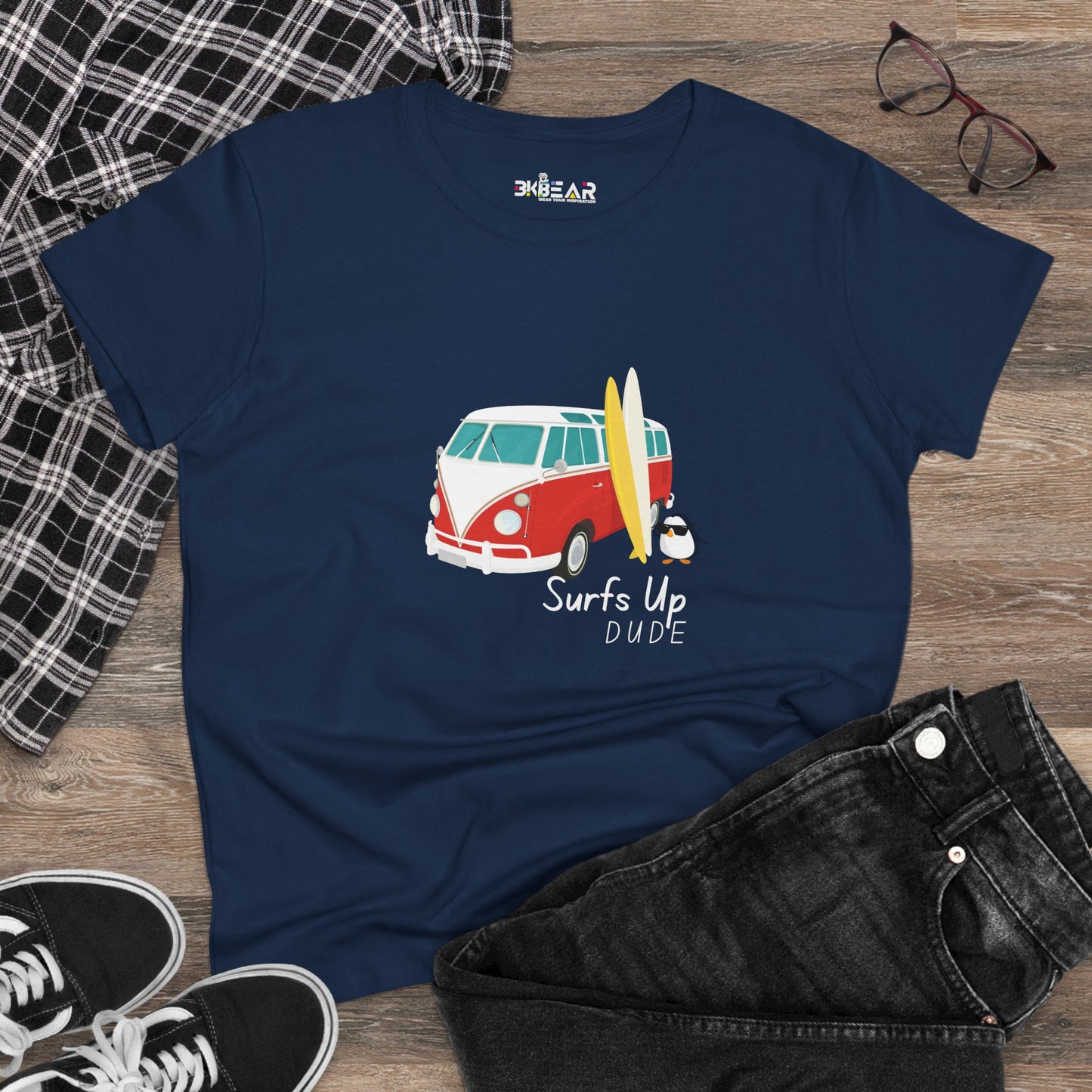 Surfs Up Dude. Women's Midweight Cotton Tee
