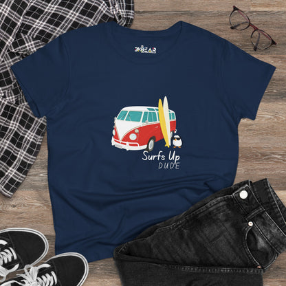 Surfs Up Dude. Women's Midweight Cotton Tee