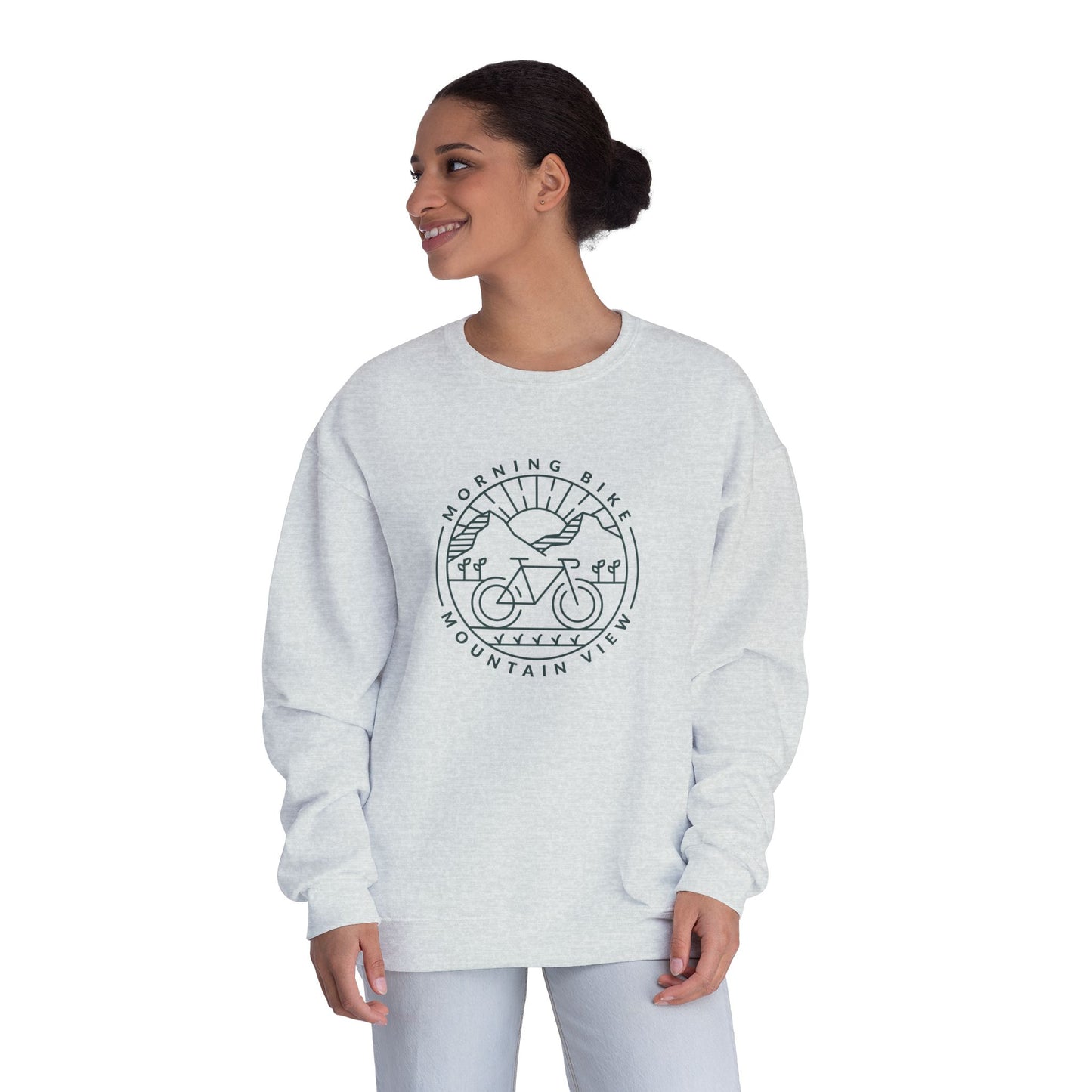 Morning Bike, Mountain View. Unisex NuBlend® Crewneck Sweatshirt