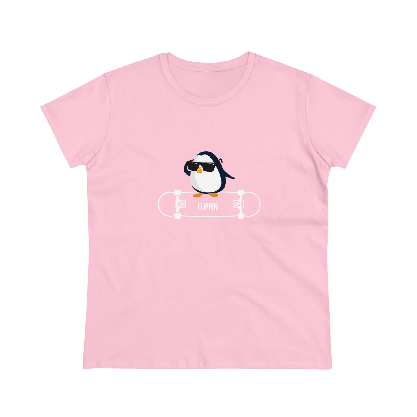 Adélie The Flippin Penguin. Women's Midweight Cotton Tee