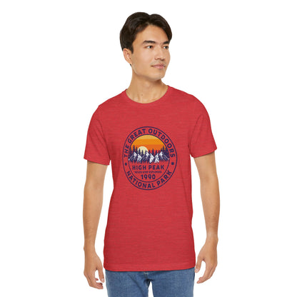 Never Stop Exploring. High Peak National Park. Unisex Jersey Short Sleeve Tee