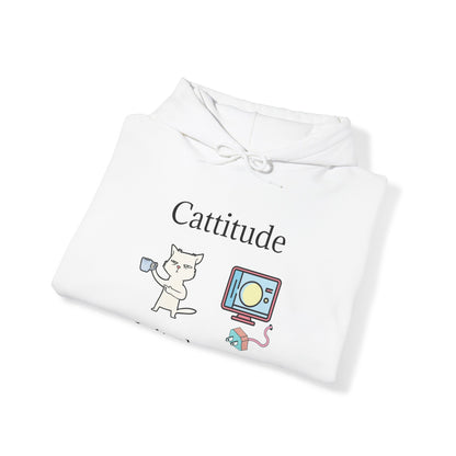 Cattitude, Is it plugged In, Unisex Hooded Sweatshirt.