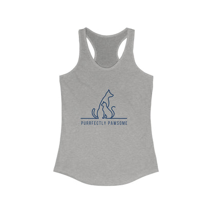 Purrfectly Pawsome Dog an Cat Silhouette. Women's Ideal Racerback Tank