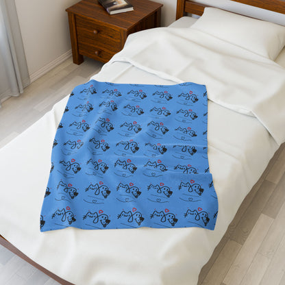 Puppy Love Light Blue Plush Blanket