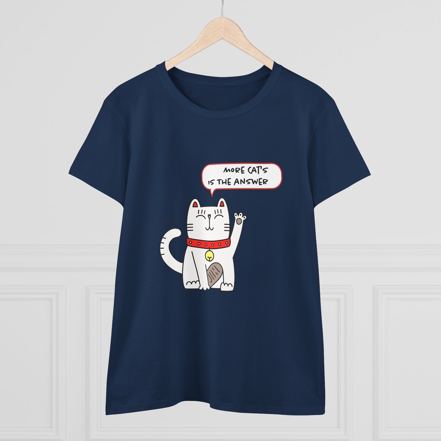 Oliver Says More Cats Is The Answer. Women's Midweight Cotton Tee