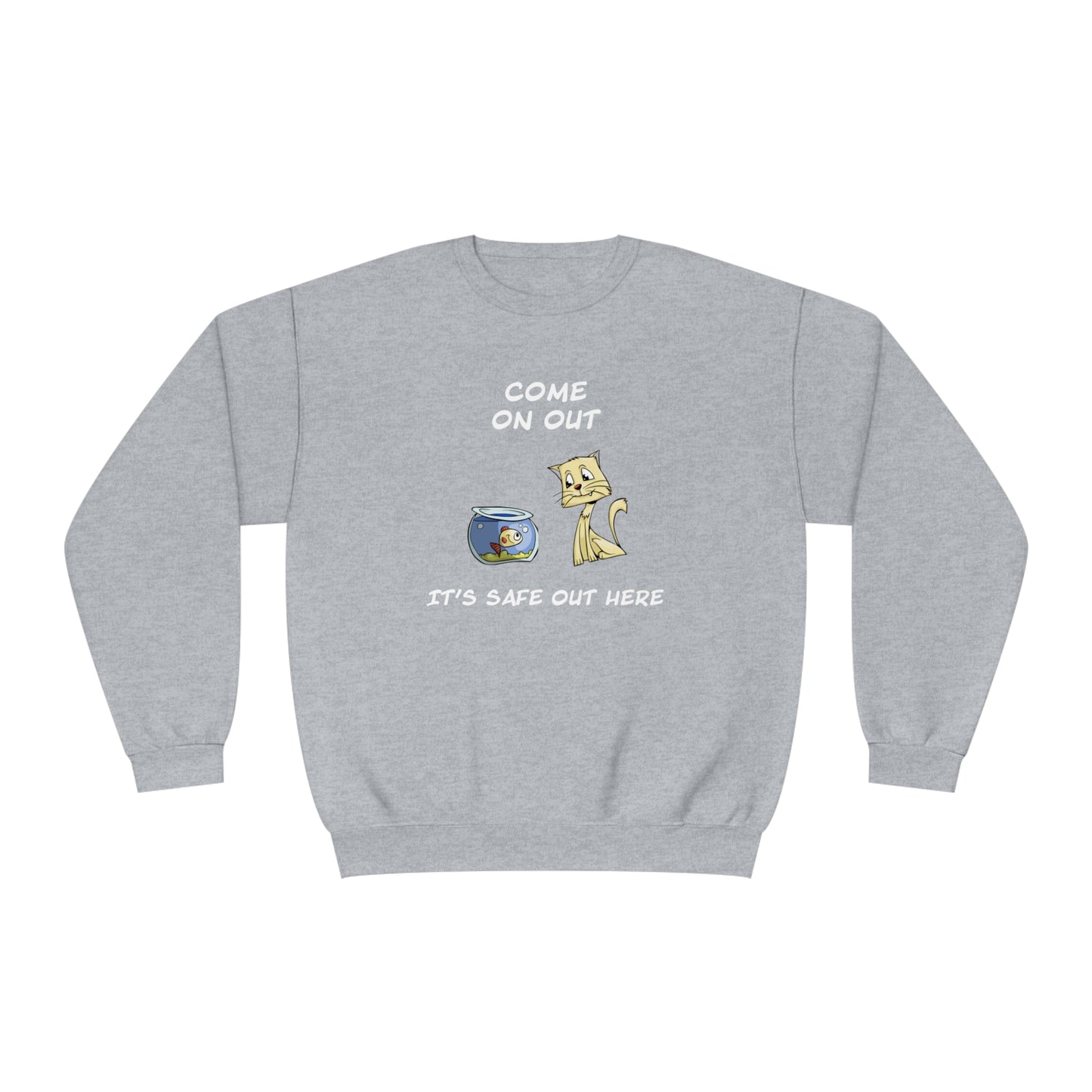 Kitty Cat Trying To Trick The Fish To Come Out. Unisex NuBlend® Crewneck Sweatshirt