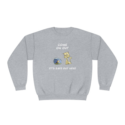 Kitty Cat Trying To Trick The Fish To Come Out. Unisex NuBlend® Crewneck Sweatshirt