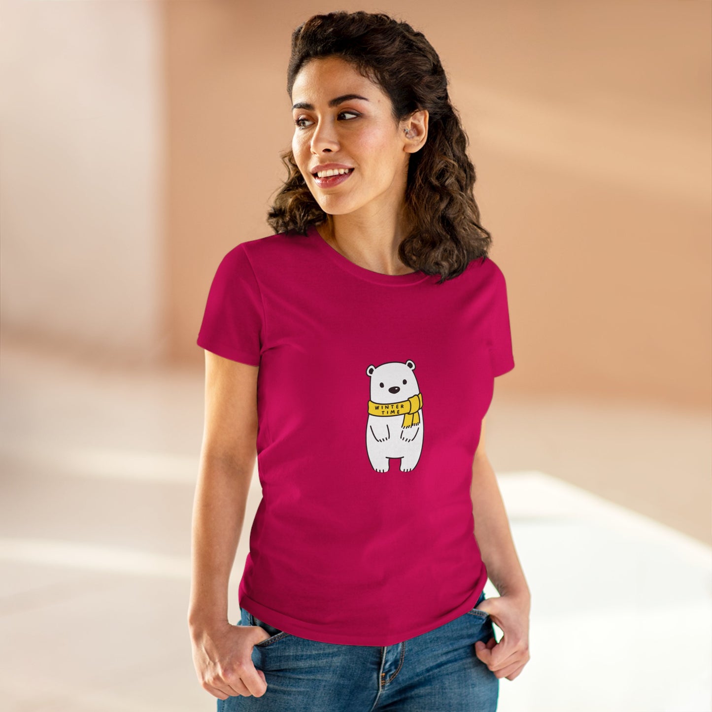 Winter Time BK Bear. .  Women's Midweight Cotton Tee