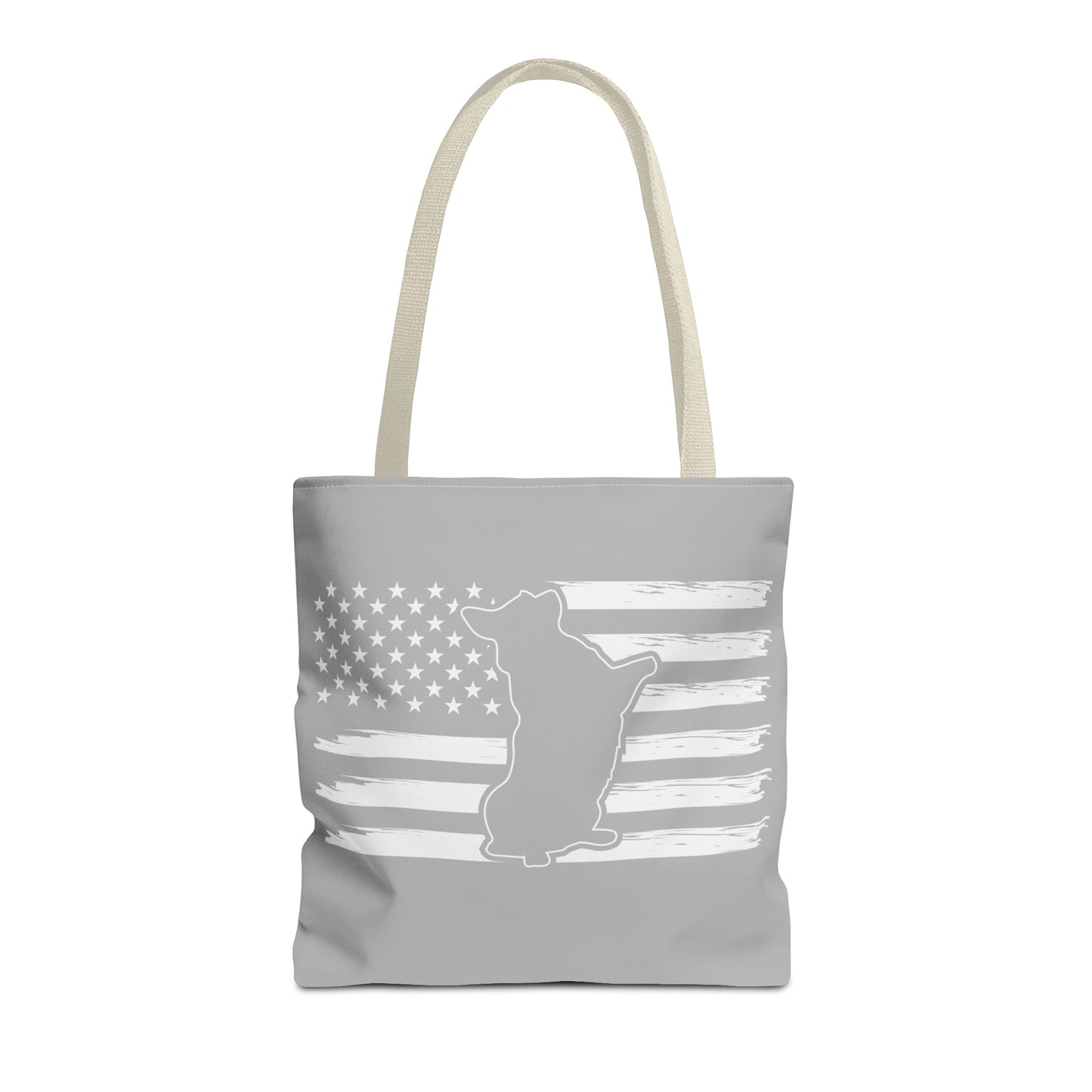 Charlie The American Flag Dog. Gray Tote Bag