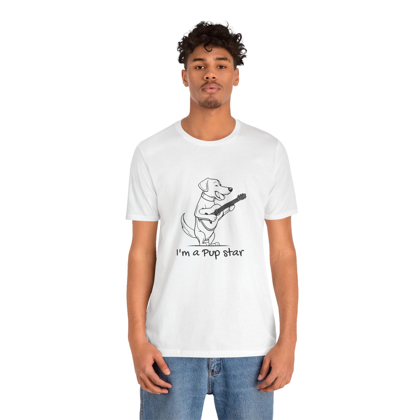 Dog With a Guitar. I'm a Pup Star. Unisex Jersey Short Sleeve Tee