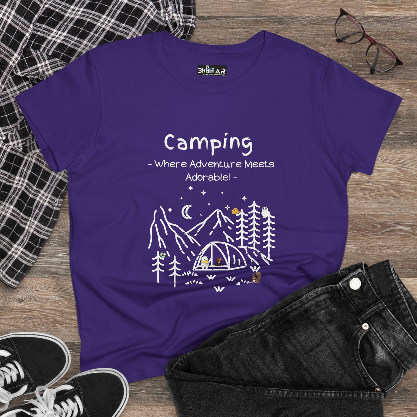 Camping. Where Adventure Meets Adorable. Women's Midweight Cotton Tee