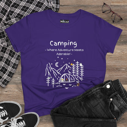 Camping. Where Adventure Meets Adorable. Women's Midweight Cotton Tee