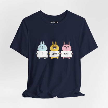 I Love Cats. Women's Unisex Jersey Short Sleeve Tee