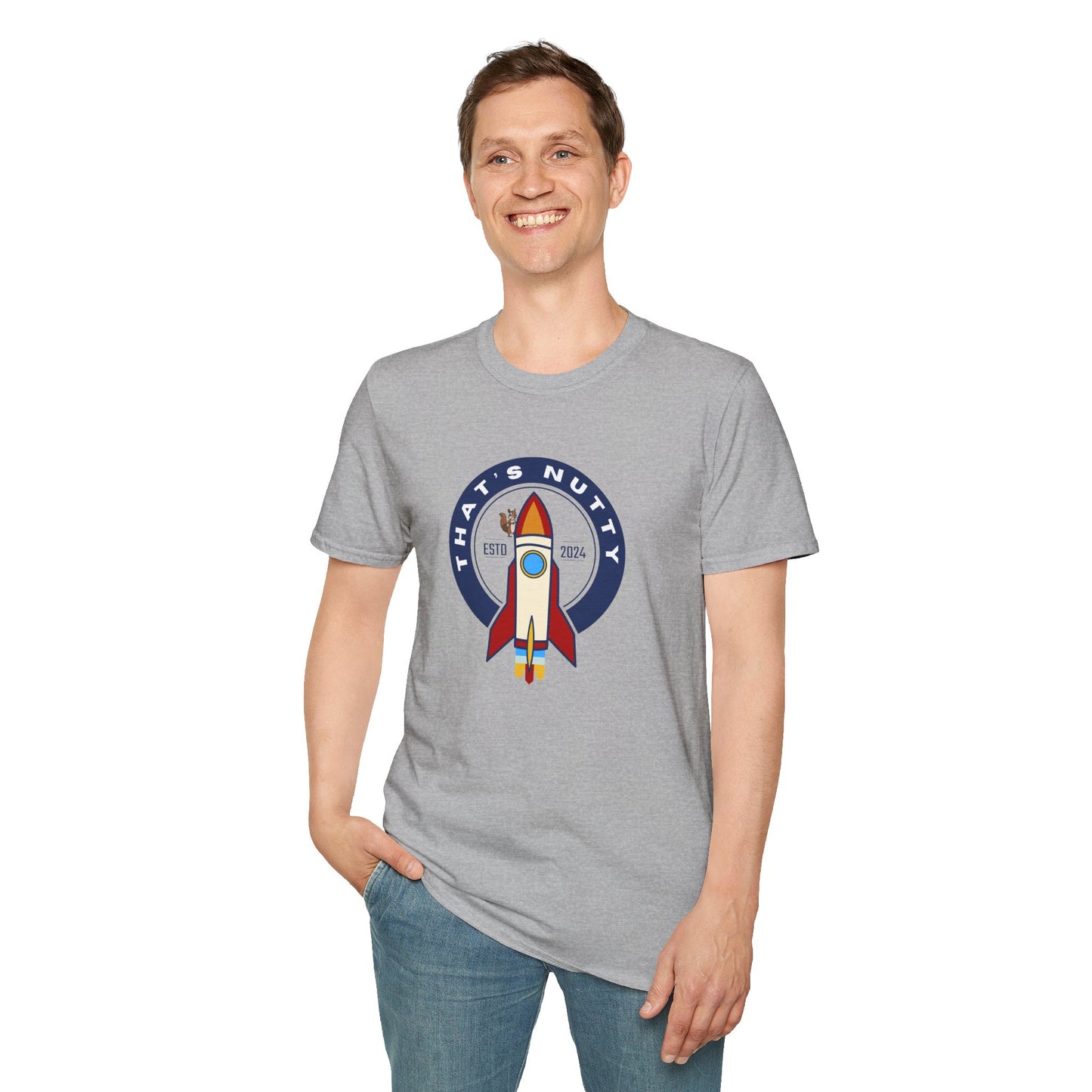 That’s Nutty On A Rocket Ship – Unisex Softstyle Rocket Ship Graphic Tee