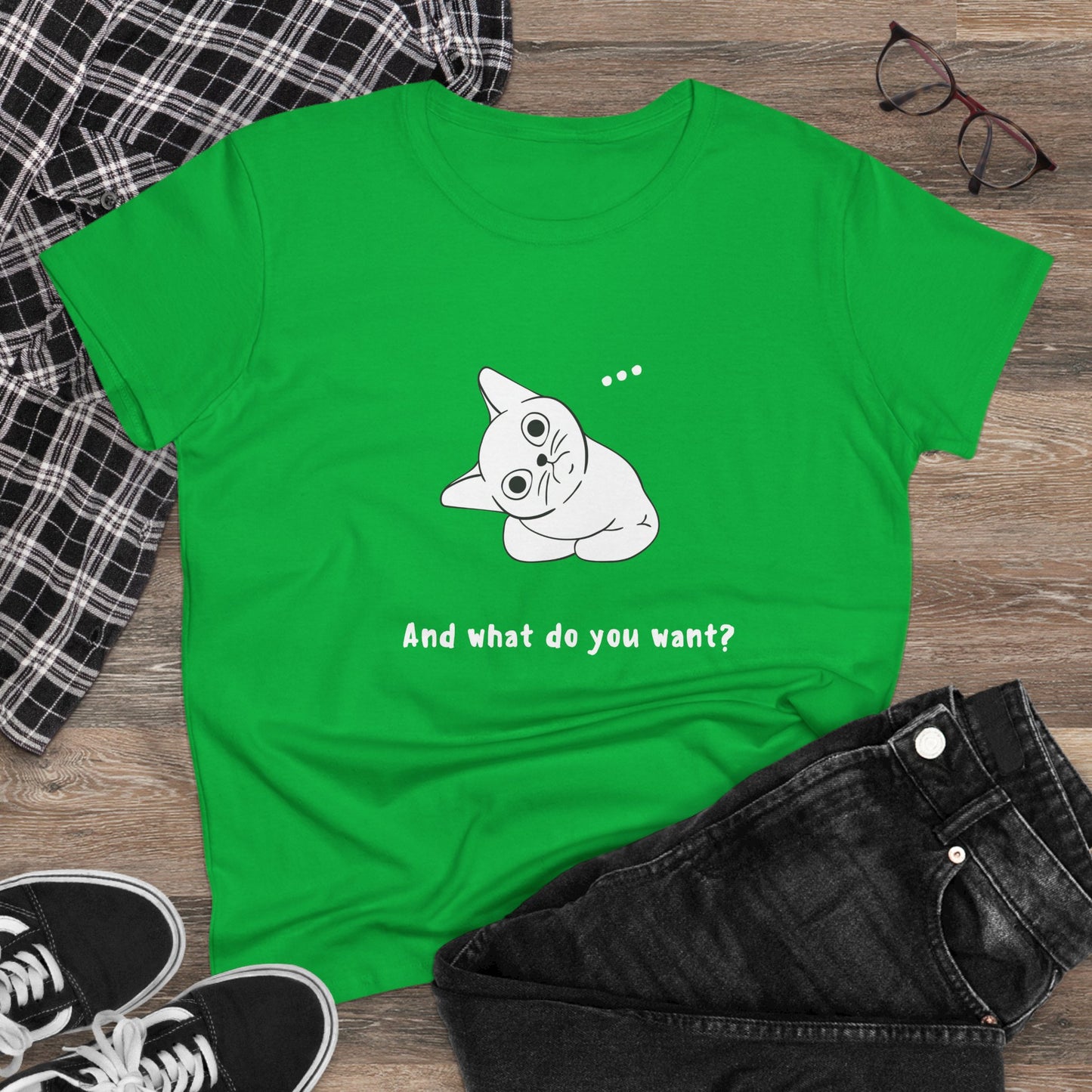 Vexing Cat Wondering What You Want. Women's Midweight Cotton Tee