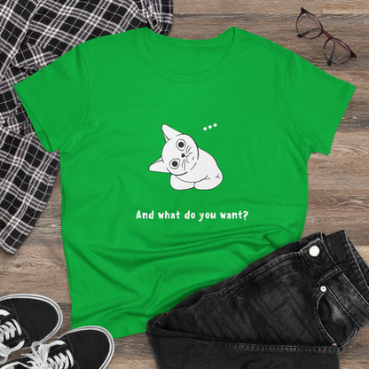 Vexing Cat Wondering What You Want. Women's Midweight Cotton Tee