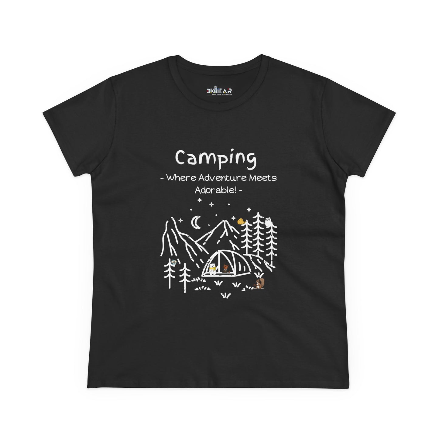 Camping. Where Adventure Meets Adorable. Women's Midweight Cotton Tee