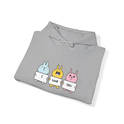 I Love Cats. Unisex Hooded Sweatshirt.